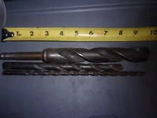 vintage Twist Drill Bits 1" Taper unreadable 1/2" HS USA 10/32" unmarked *