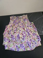 Liz Claiborne Size Medium Pink Floral Womens Casual Blouse Top Flowy