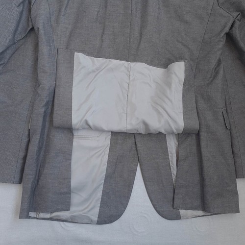 Hugo Boss 55% Linen 45% Cotton Mens Sport Coat Size 40L Blazer Jacket Gray - Picture 16 of 24