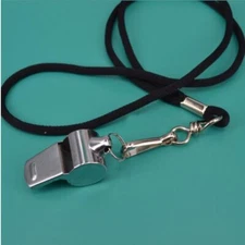 Metal Referee Whistle With Black Lanyard for Training Emergency Survival Coaches