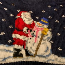 The Eagles Eye For Children Sweater S 4-5 Blue Santa Claus Snowman Flawed READ