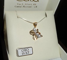 Ciondolo farfalla in oro giallo 750 18 kt e cristalli NUOVO 