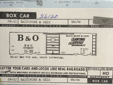 Walthers O Scale Decals 936-26120 B O Baltimore  Ohio Boxcar NIP