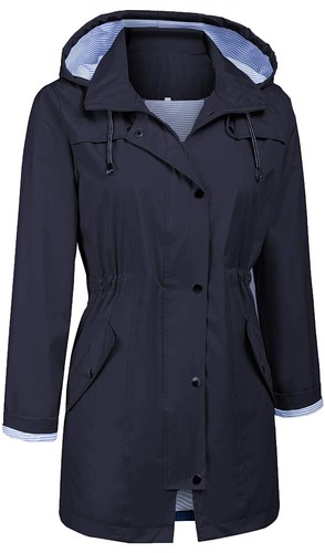 Doreyi Women Rain Jacket Striped Lined 