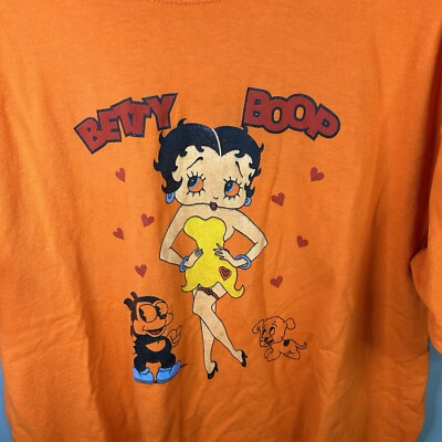 Vintage 90s Betty Boop Cartoon Dog Orange Shirt Size Large | eBay