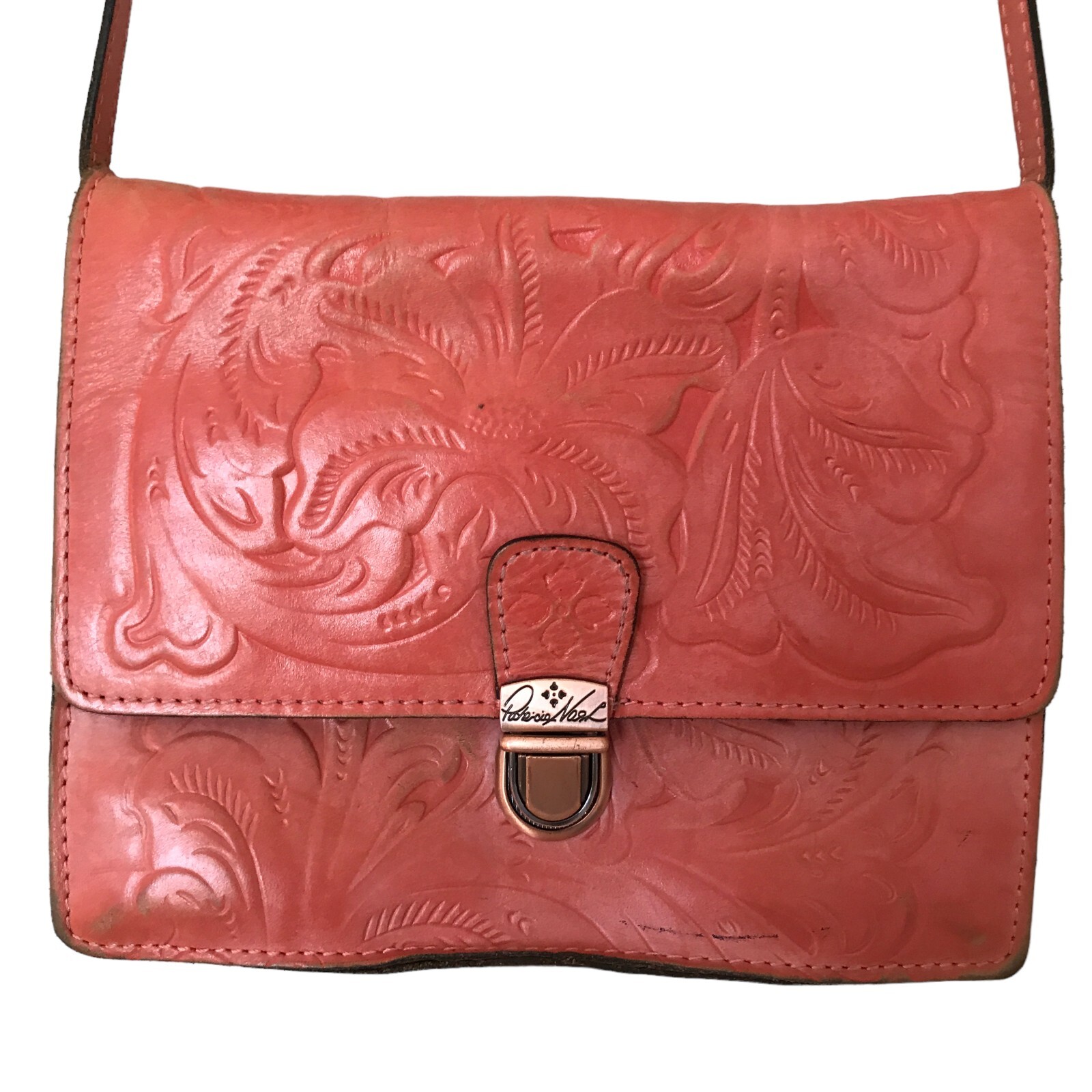 Patricia Nash Tooled Leather Crossbody Bag Purse Flor… Gem