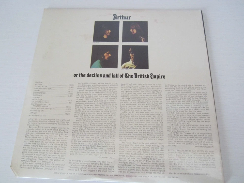 THE KINKS Arthur LP Reprise RS-6366 Still Sealed Free shipping - Image 3 of 4