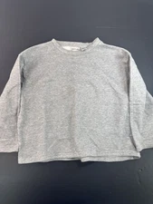 Jennifer Lauren Sweater Womens 1X Gray Sweatshirt Workout Lounge Comfort Short