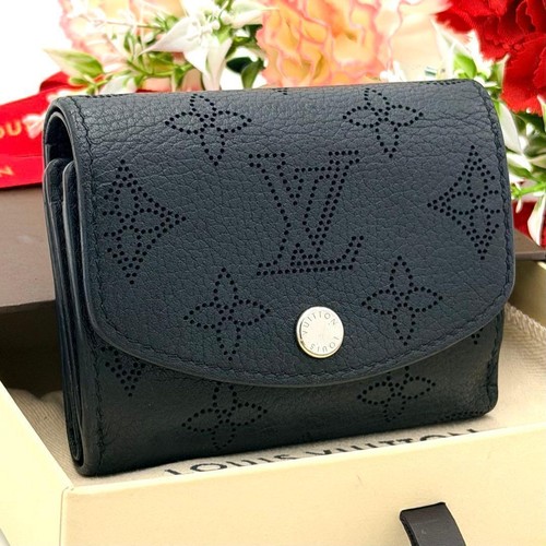 Louis Vuitton Mahina Iris Compact Trifold Wallet Black Japan 07639