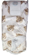 Baby Blanket Sherpa Oversize Reversible Bear Faces Cuddly Friends