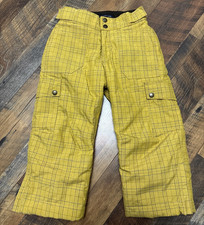 Lands  End Kids Unisex Snow Ski Pants Yellow Plaid Size 5 EUC