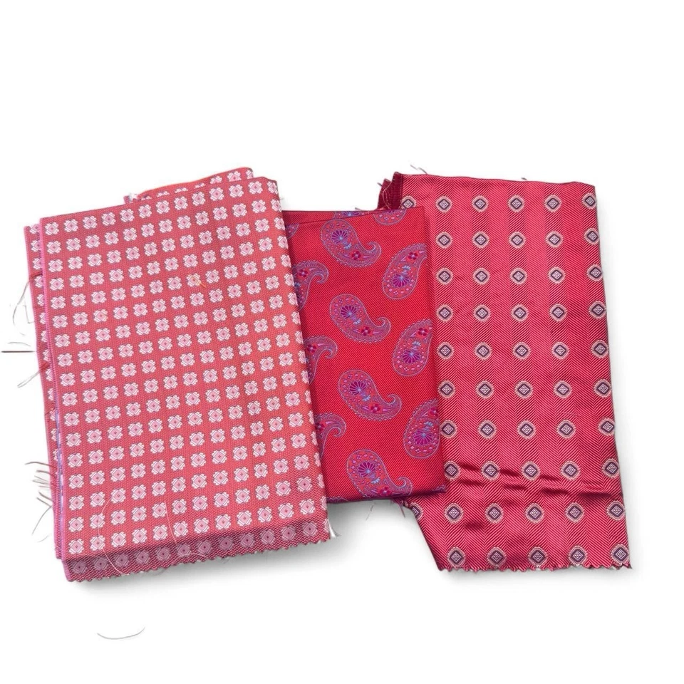 8 piece pink and coral toned 100% Italian silk neckwear fabric bundle lot - Image 4 of 4