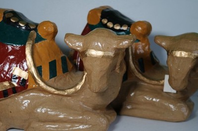 VINTAGE PAPPMACHE KAMEL WEIHNACHTEN KRIPPE FIGUR PAAR