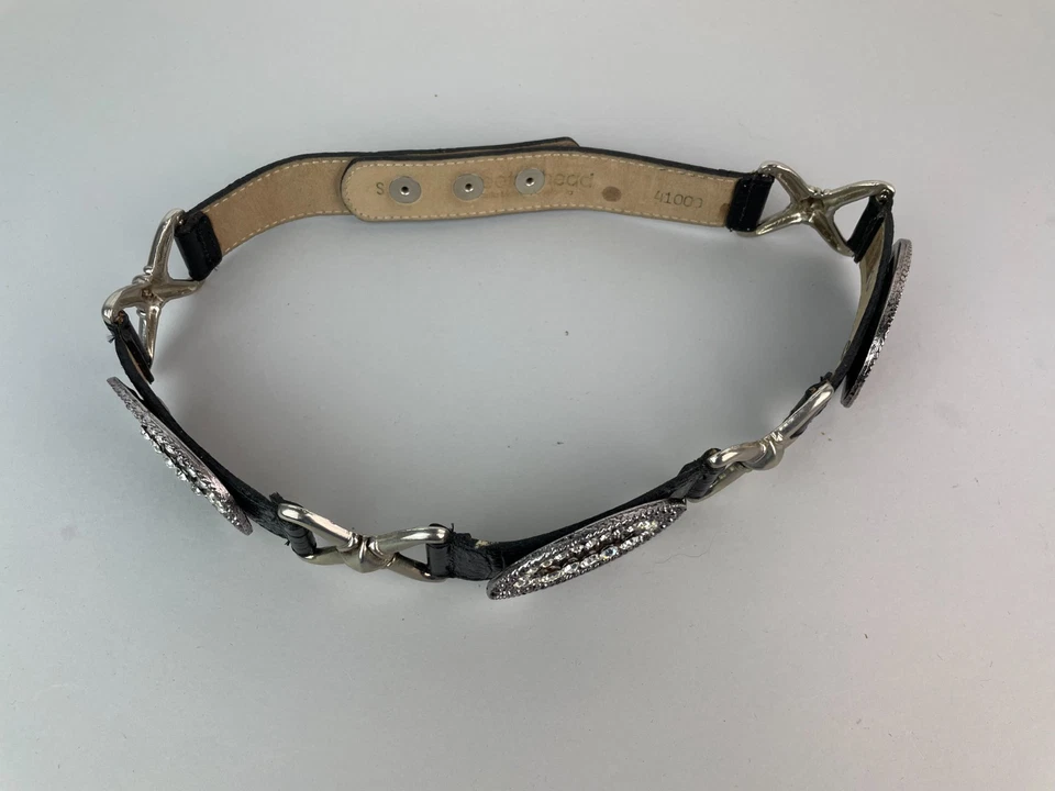 Cinturón De Colección Streets Ahead Cuero Negro Cocodrilo Repujado Estrás Rocker Glam 4100 S Foto 3 de 4