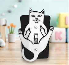 Funny Cat Middle Finger Light Switch Cover Gag Gift Unique Home Idea Cat  Lover