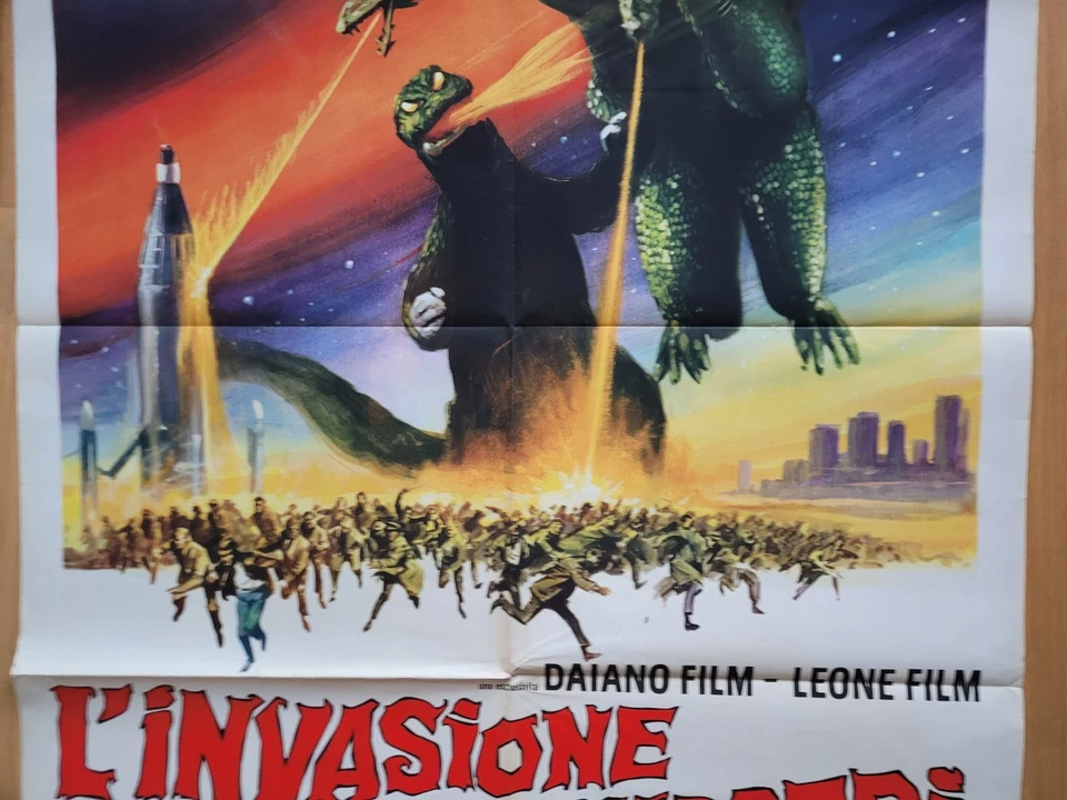 Invasion des Astro-Monsters italienisches Ein Panel Filmposter Godzilla Rodan - Bild 3 von 4