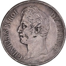 [#1043843] Coin, France, Charles X, 5 Francs, 1827, Bayonne, EF, Silver, KM:728.