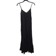 BOHO ME Black Tiered Stretchy Back Beach Summer Maxi Midi Dress S 4/6
