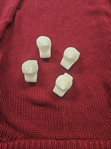 Sea Shell Porcelain Napkin Rings Set of 4  White Table Decor Ocean Theme