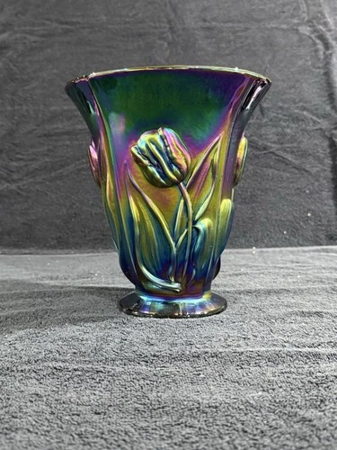 Fenton, Vase, Amethyst Carnival Glass, "Tulip" Pattern.
