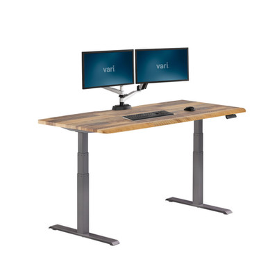 Vari ComfortEdge 72×30 Electric Standing Desk   Reclaimed Wood/Slate Finish