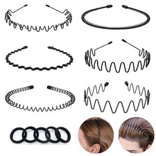 Metal Headbands for Men and Women - Adjustable Unisex Wire Hair Band with Wav...