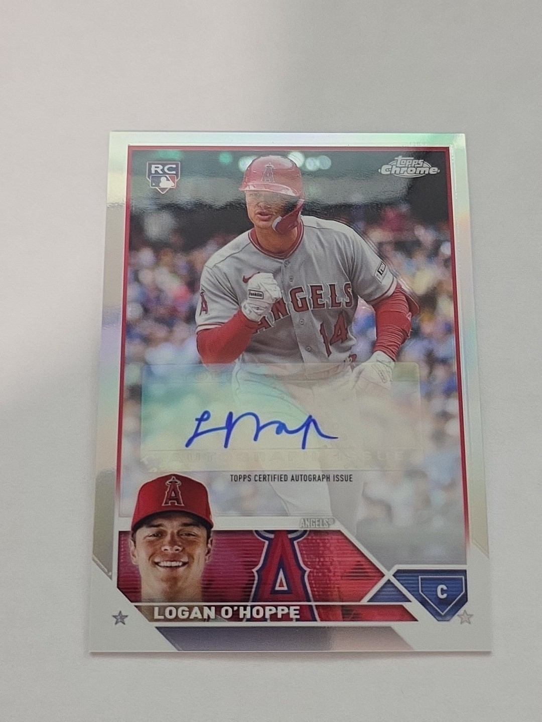2023 Topps Chrome Update Logan O'Hoppe Refractor Auto Rookie #AC-LOH Angels /499
