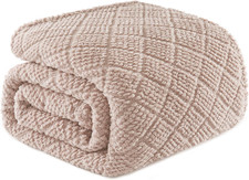 Fuzzy Fleece King Size Blanket for Bed, Soft Fluffy Jacquard Waffle Blankets for