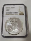 2001 Silver Eagle Silver Dollar Uncirculated 1oz NGC MS69