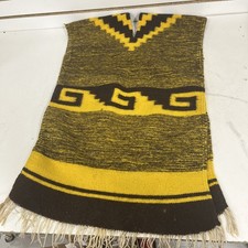 Vintage Wool Tribal poncho Yellow And Black Made In Mexico Length 33  /W 20  