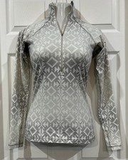 Nike Pro Women's 1/4 Zip Thumbhole Ombre Gray Geometric Running Top Size Small