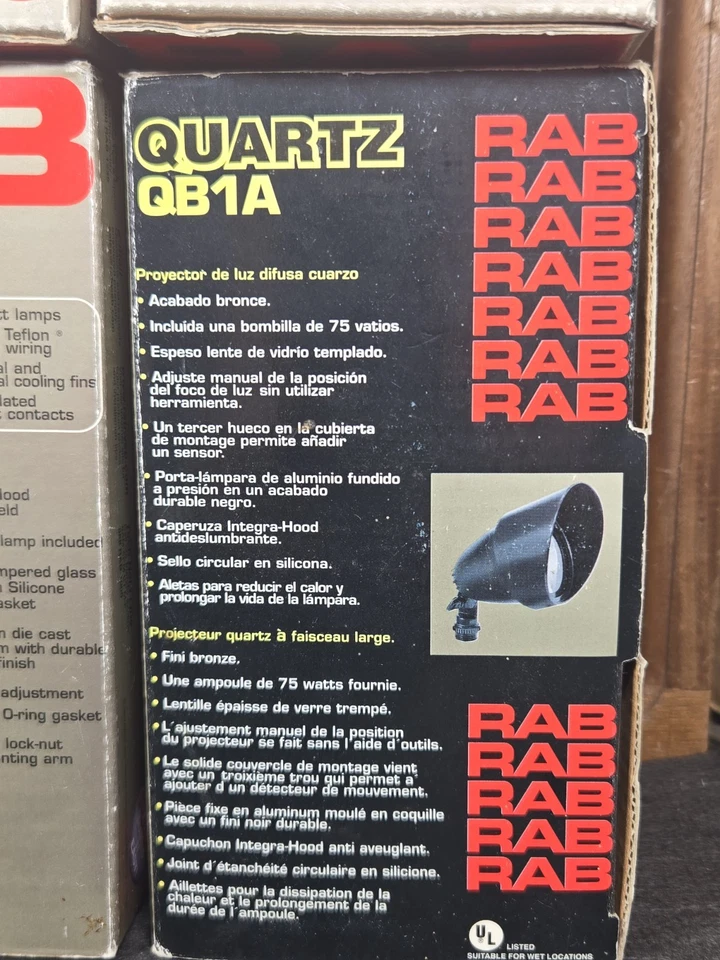 RAB Lighting QB1A Quartz Bullet Exterior Floodlight BRONZE Aluminum 75W - NEW - Image 2 of 4