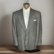 Oscar De La Renta Mens Wool Plaid Blazer Jacket Sportcoat Tweed 2 Button 44R