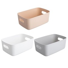 2x Rectangular Plastic Storage Container Handle Basket