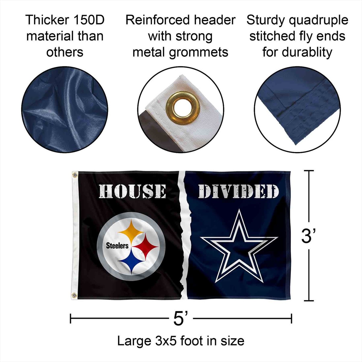 House Divided Flag Steelers vs Cowboys