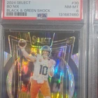 Panini Select 2024 Concourse Bo Nix Broncos #30 Black & Green Shock PSA 8 RC