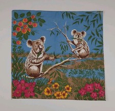 Vintage Koala Bear Australia Nature Pattern Bandana Square USA Made Cotton Blend