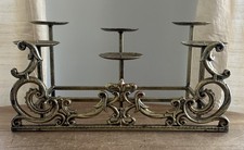 6 Pillar Candle Candelabra Wrought Iron with Gold Finish Fireplace Hearth Heavy
