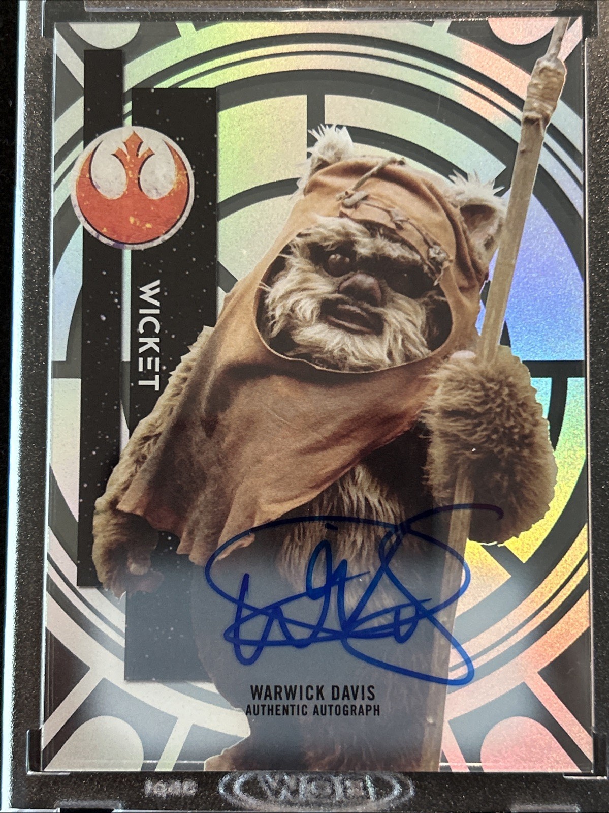 2015 Topps High Tek Star Wars Ewok Wicket Warwick Davis Autograph SP Auto ROTJ view 1