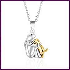 Fashion Women and Dog Necklace Cute Little Girl Puppy Pendants Necklaces Animal