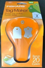 Fiskars 197670-1001 Double Tag Maker with Built-in Eyelet, Label and Simple