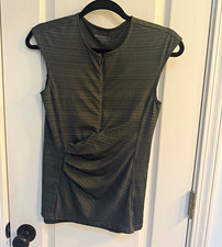 Athleta Womens Gray Striped Stretch 1/4 Zip S...