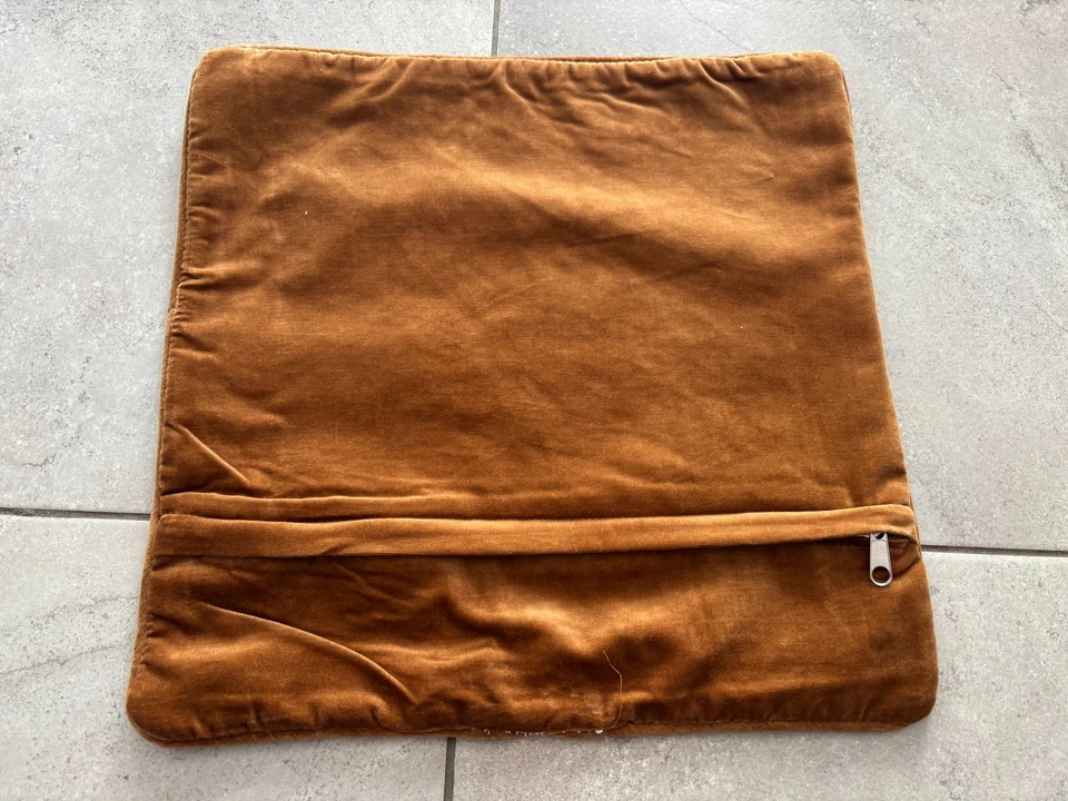 NUEVA Funda Almohada Hecha a Mano Lana Punta de Aguja Plantas Trigo Granja Marrón Tostado 14" Foto 3 de 3