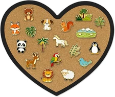 Heart-Shaped Cork Board, 0.3 inch / 8mm Thick Pin 1PC, Brown, Black, White 