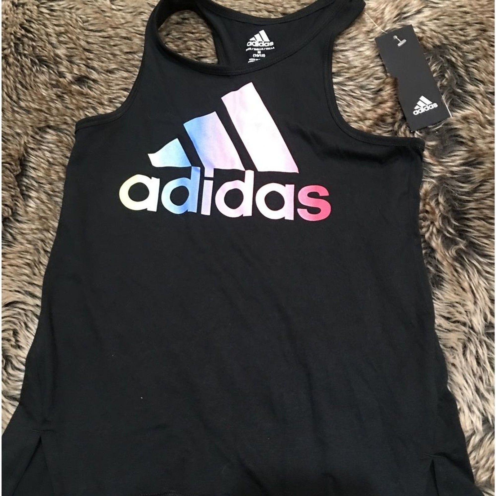 Adidas Rainbow Ombré Logo Racerback Tank Black *Size M 10/12*
