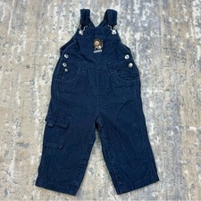 Vintage 90s Tommy Hilfiger Baby Navy Corduroy Lion Bib Overalls 12-18M