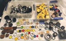 Vintage Kodak Walz Zeiss Tiffen Lot Metal Lens Hood Filters Adapters Huge Lot