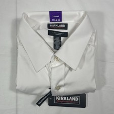 Kirkland Signature Tailored Fit Dress Shirt, Men's XL 17.5 x 33, White, NEW