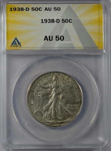 1938 D Half Dollars Liberty Walking ANACS AU-50