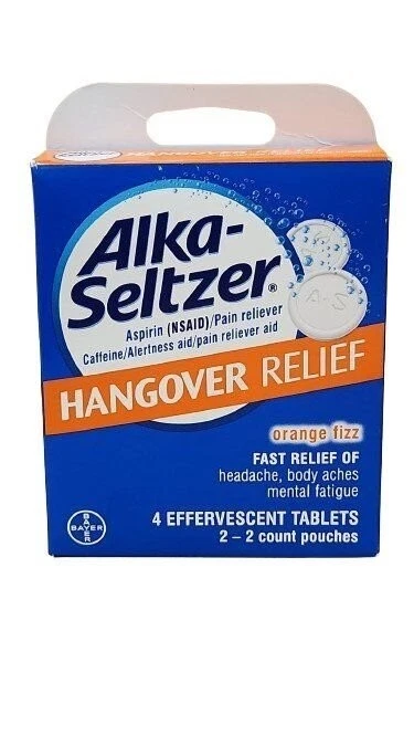Alka-Seltzer облегчение похмелья 4 шипучие таблетки, 3 упаковки EXJUL26 - Изображение 2 из 3